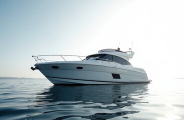 Fototapeta premium Luxury yacht sailing on calm water with a bright sky in the background