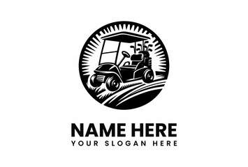 Stylish Golf Cart Logo Design in Monochrome Style.
