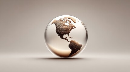 Transparent layered map of US and Canada over a globe, showing relative position in North America with subtle shadows