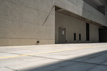 empty ground with modern building made with concrete