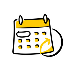 Reschedule hand drawing icon for web and graphic design