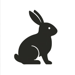 Obraz premium Black Rabbit Silhouette Animal Icon Illustration Isolated on White Background Simple Design