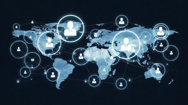 Digital Global Network Connecting Multiple Users with Technology and Data Sharing