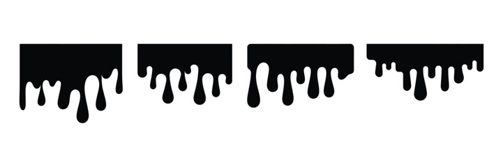 paint dripping icon set vector on white background. art, background, blob, blood, caramel, chocolate, comb, comic, dessert, dirty, drip, symbol.