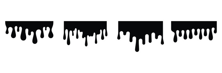 paint dripping icon set vector on white background. art, background, blob, blood, caramel, chocolate, comb, comic, dessert, dirty, drip, symbol.