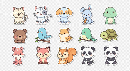 Adorable Kawaii Animals Sticker Pack for Digital Projects