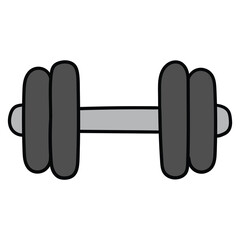 Hand-drawn cartoon dumbbell on a white background.