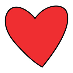 Hand-drawn cartoon red heart on a white background.