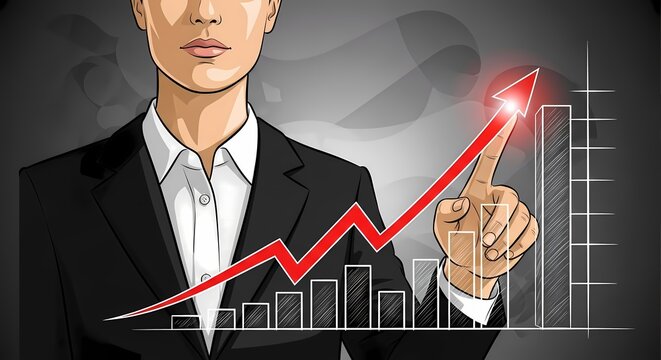 Woman pointing at business growth - Powered by Adobe