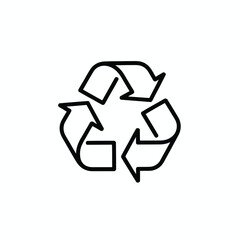 Obraz premium Simple black and white outline of the universal recycling symbol on a clean white background