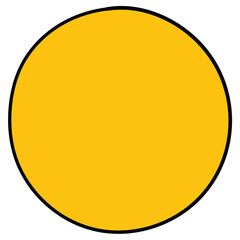 Hand-drawn cartoon yellow circle on a white background.