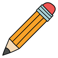Hand-drawn cartoon yellow pencil with eraser on a white background.