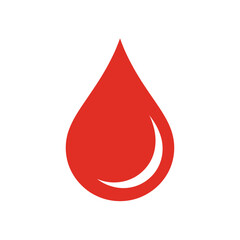 Simple red blood drop icon symbol representing health medical or donation