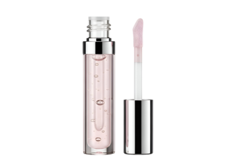 Clear lip gloss in a metallic tube.