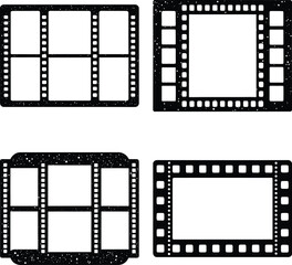  Creative vector illustration of old retro film strip frame Film long frame. Trendy video template for social media. Cinema footage effect. Negative strips border. Blank film storytelling. Vector set