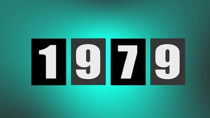 The illustration shows the colorful 3D letters of the number 1979, a symbol of a new business year and a happy celebration background 4k video animation .