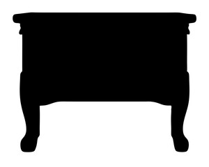 Elegant Black Silhouette of Antique Nightstand or Bedside Table with Legs