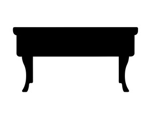 Silhouette of an elegant antique table with curved legs and drawers