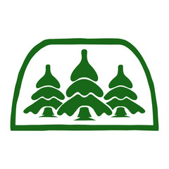 pine trees silhouette badge logo