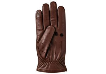 Brown leather driving glove back view.
