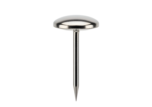 Close-up of a metallic tack.