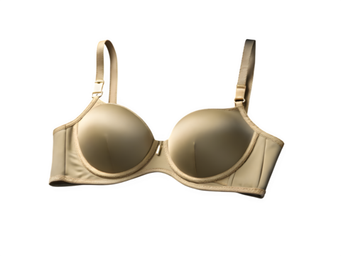Khaki ladies bra isolated on transparent background. New design and fashionable clothes for women.
