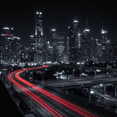 Futuristic AI City: Interconnected Systems in Monochrome Neon, High Detail 8K.