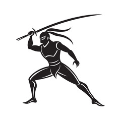 Charging Samurai With Raised Sword Silhouette