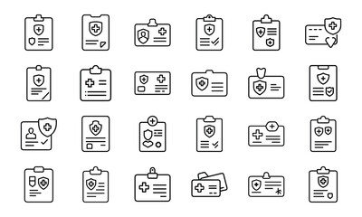 Modern Healthcare and Medical Line Icons – Patient Care, Hospital Equipment, Diagnosis Tools, Toothbrush, Prescription, Injection, and Medical Communication Symbols