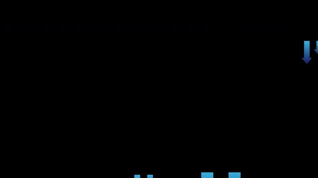 Blue Downward Arrow Animation Showing Decrease or Negative Effect (Alpha Channel, Looping)