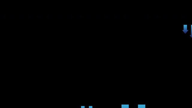 Blue Downward Arrow Animation Showing Decrease or Negative Effect (Alpha Channel, Looping)