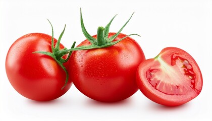 fresh red tomato isolated on white or transparent