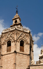 Valencia Cathedral's Miguelete bell tower reaching for a blue sky