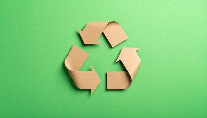 Recycled Paper Recycling Symbol on Green Background