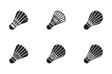 Badminton Shuttlecock Silhouettes on White Background Sports Equipment for Leisure Activities and Competitive Play Vector Illustration