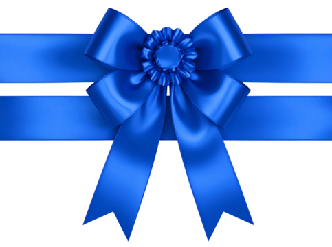 Blue Award Ribbon with Rosette Isolated on Transparent Background PNG - Powered by Adobe