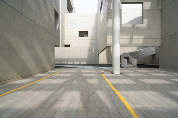 empty ground with modern building made with concrete