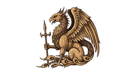  Majestic Griffin Holding a Sword Symbol of Power and Courage