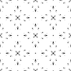 Seamless ornamental floral pattern in black on transparent background