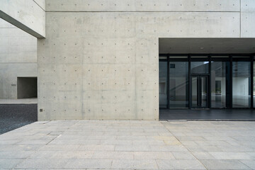 empty ground with modern building made with concrete