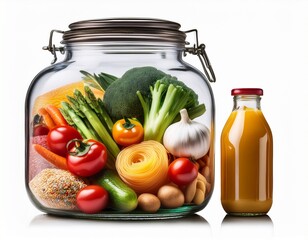 groceries in a glass jar isolated on white background transparent file type with high definition quality and vibrant color grading available