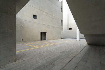 empty ground with modern building made with concrete