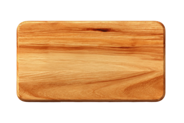 Close-up of a light-brown wooden cutting board, rectangular shape with a smooth, even grain