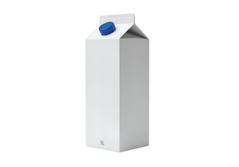 Blank white carton packaging for a beverage.