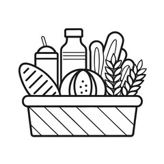 set of cosmetic products in a basket