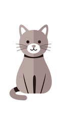 Obraz premium A simple, stylized illustration of a seated gray cat with a black collar.