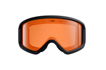 Black ski goggles with orange lenses