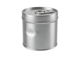 Metallic tin can with a lid.