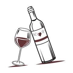 red wine bottle and glass