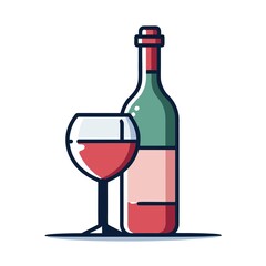 red wine bottle and glass